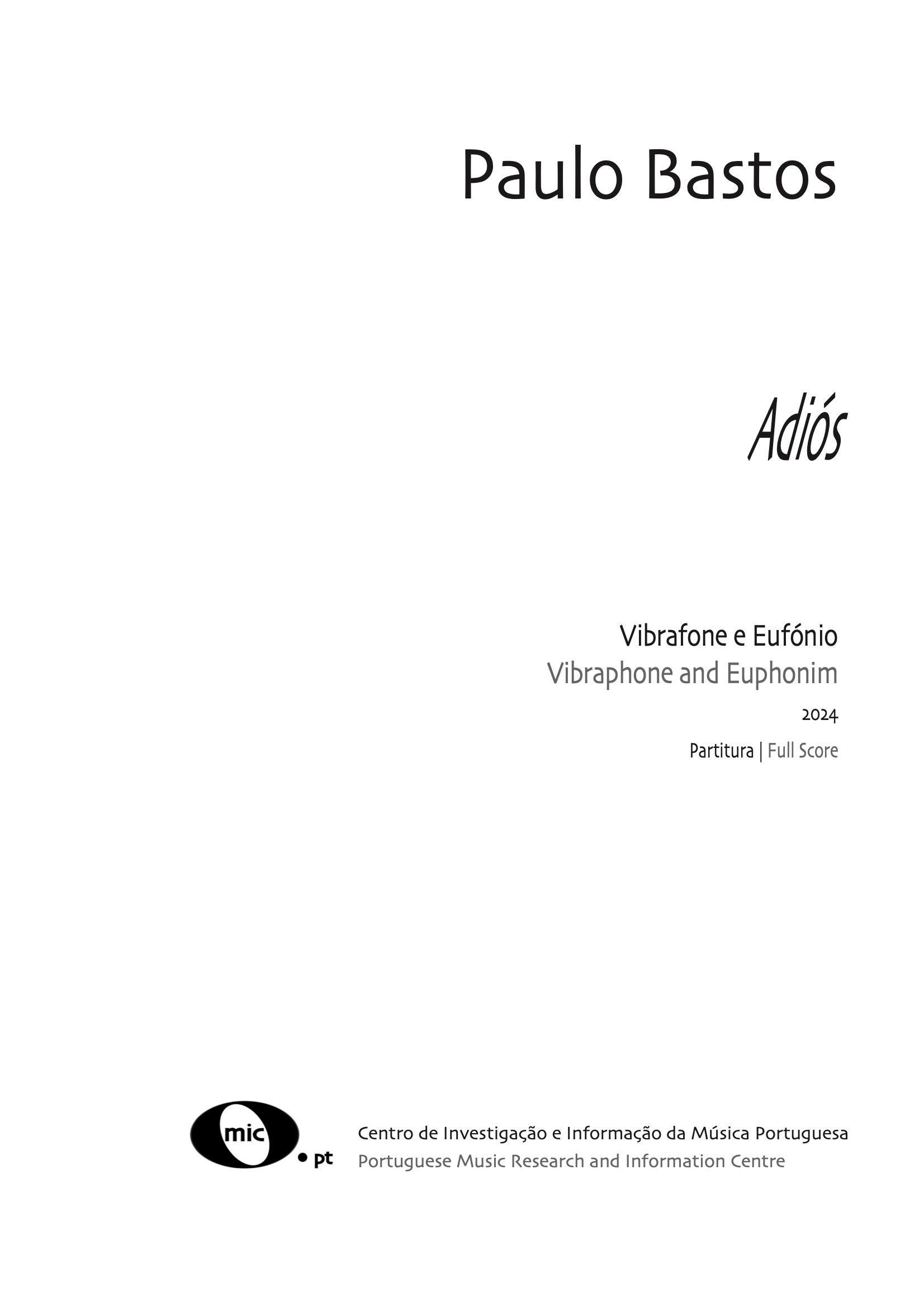 'Adiós' for euphonium and vibraphone